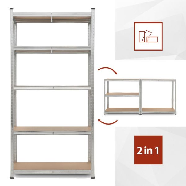 Etagère de stockage - H.180 x L.90 x P.40cm - 875kgs - 5 niveaux – Image 4